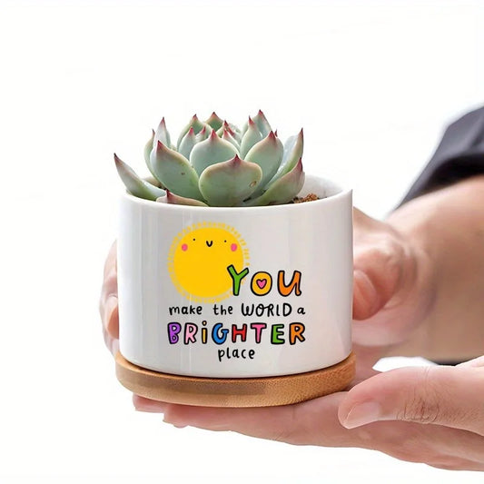 Inspirational Ceramic Flower Pot for Home Office Desk Decor