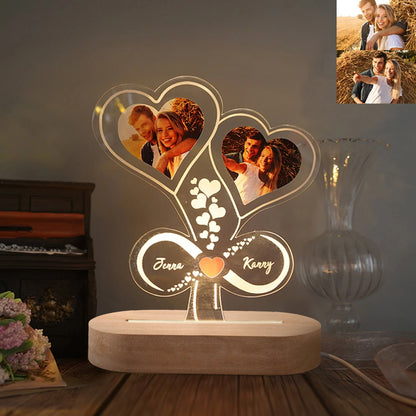 Personalized 3D Heart LED Lamp – Custom Photo Night Light Gift for Couples
