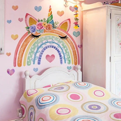 Rainbow Unicorn Wall Sticker - Removable Kids Room Decor Poster