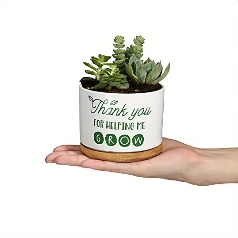 Teacher Thank You Flower Pot Ceramic Planter for Home Office