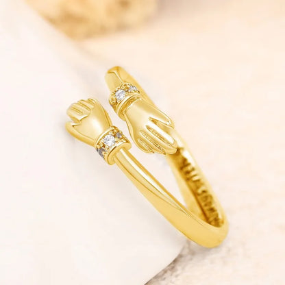 Huitan Hug Ring - Adjustable Fashion Jewelry with Cubic Zirconia