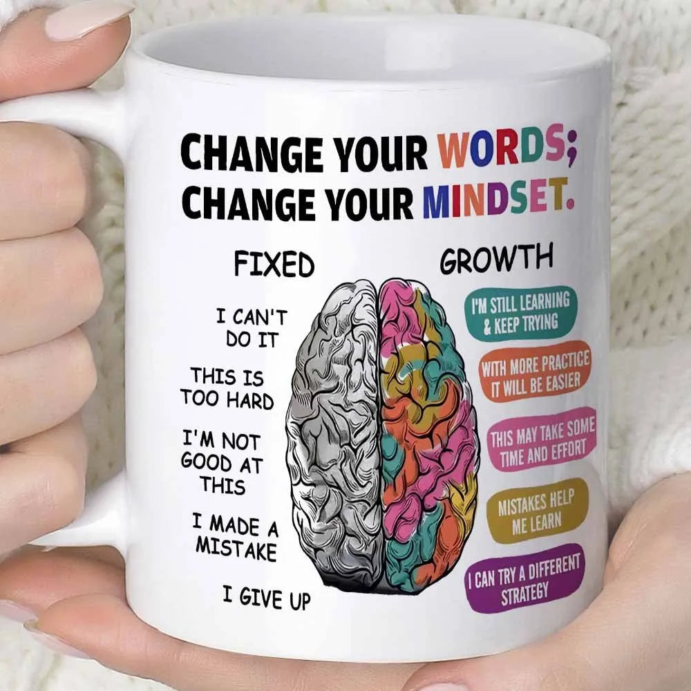 11oz Growth Mindset Ceramic Coffee Mug Funny Brain Design Gift
