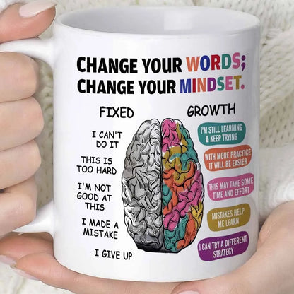 11oz Growth Mindset Ceramic Coffee Mug Funny Brain Design Gift
