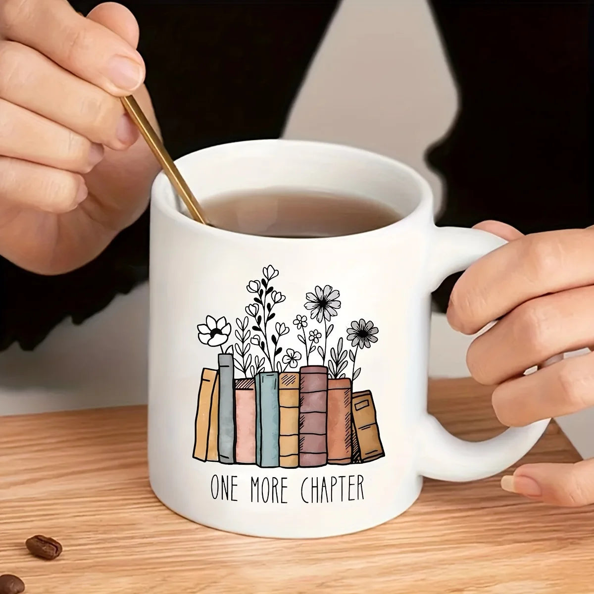 Floral Ceramic Coffee Mug Another Chapter Gift for Book Lovers