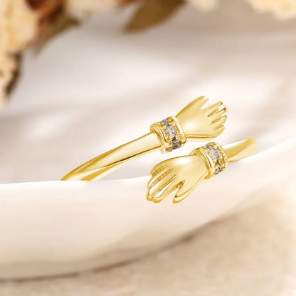 Huitan Hug Ring - Adjustable Fashion Jewelry with Cubic Zirconia