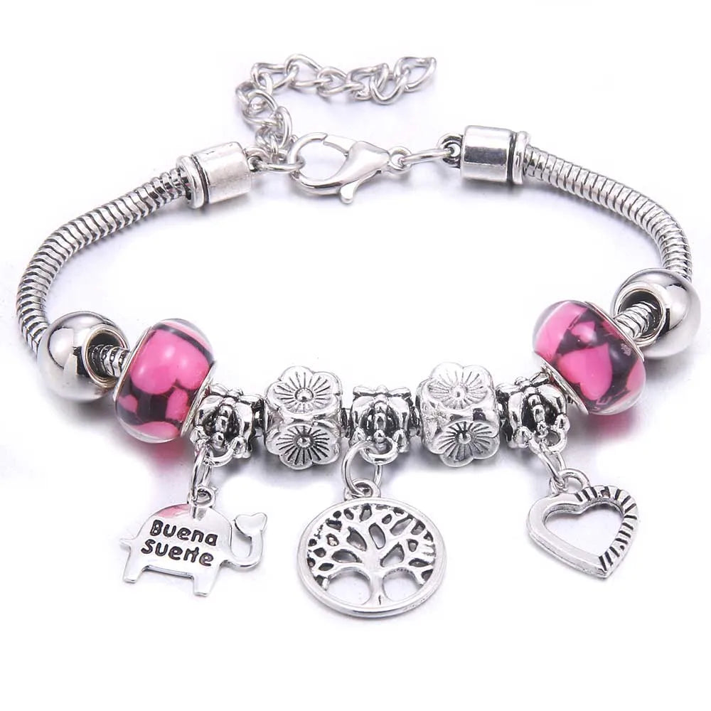 White Butterfly Crown Charm Bracelet – Friendship Gift for Women