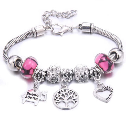 White Butterfly Crown Charm Bracelet – Friendship Gift for Women