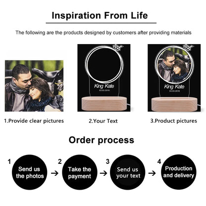 Personalized 3D Heart LED Lamp – Custom Photo Night Light Gift for Couples
