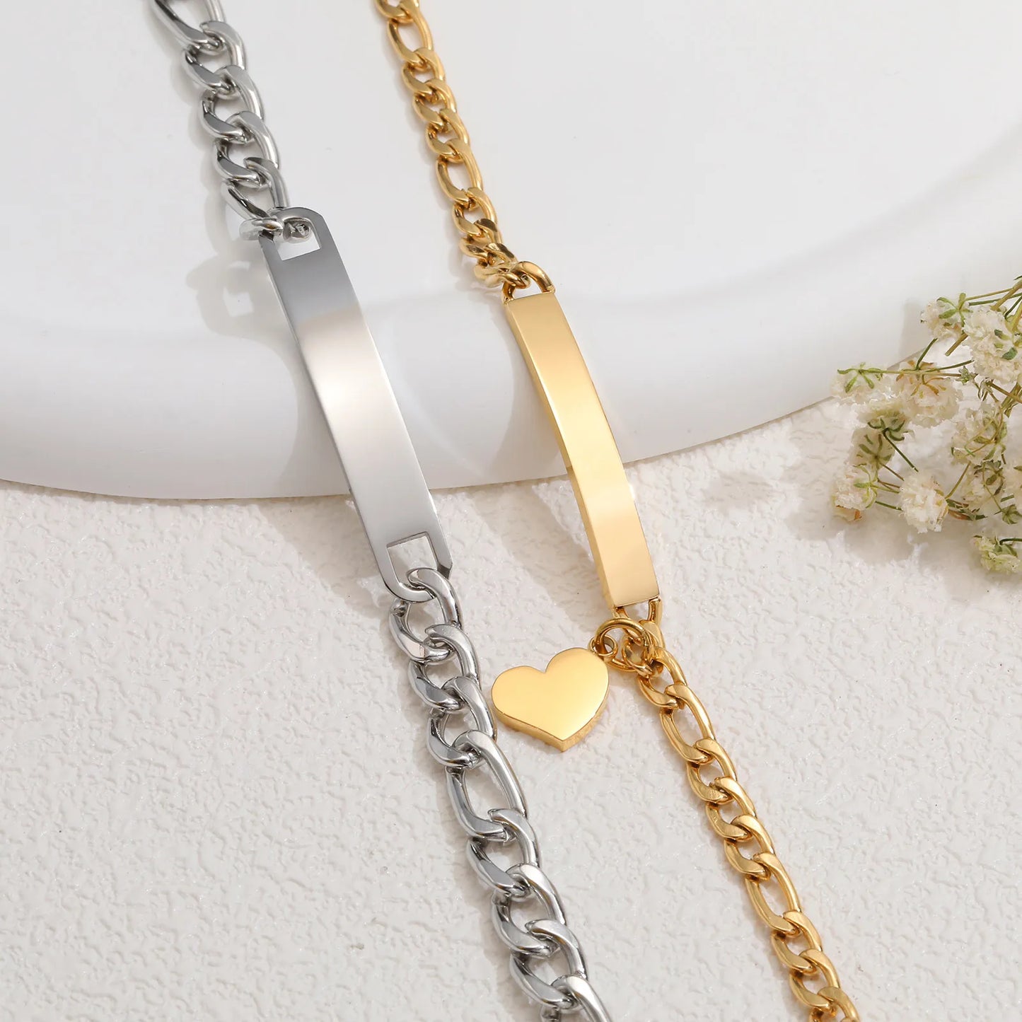 Custom Couple Bracelets – Valentine’s Day Heart Charm Jewelry