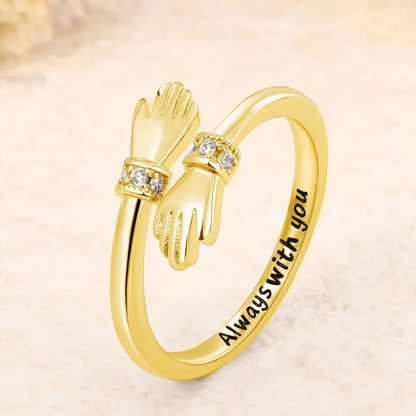 Huitan Hug Ring - Adjustable Fashion Jewelry with Cubic Zirconia