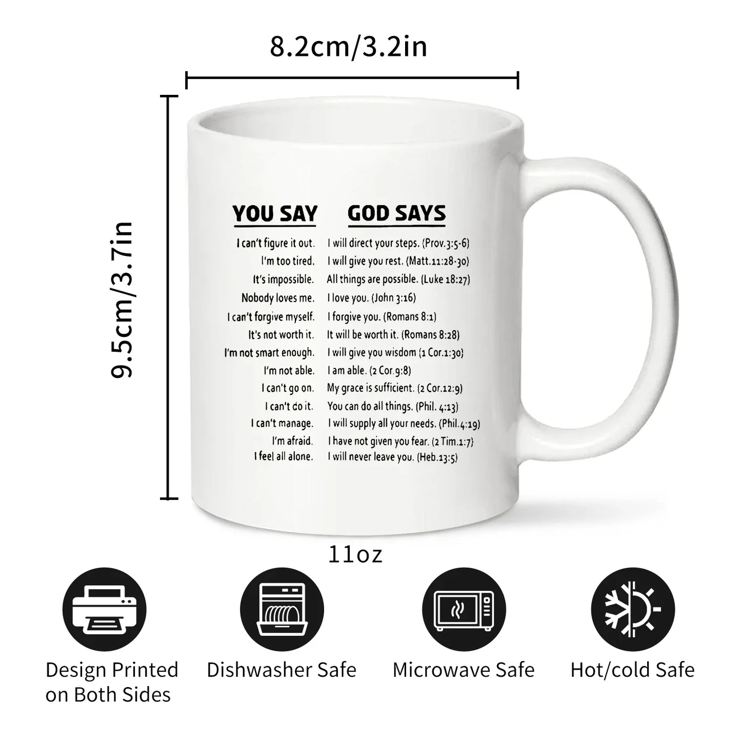 Inspirational Christian Ceramic Coffee Mug Funny Gift Cup 11oz