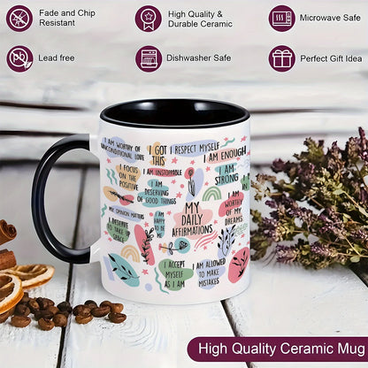 11oz Inspirational Quotes Ceramic Coffee Mug with Positive Sayings