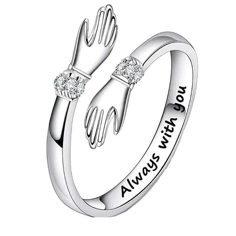 Huitan Hug Ring - Adjustable Fashion Jewelry with Cubic Zirconia