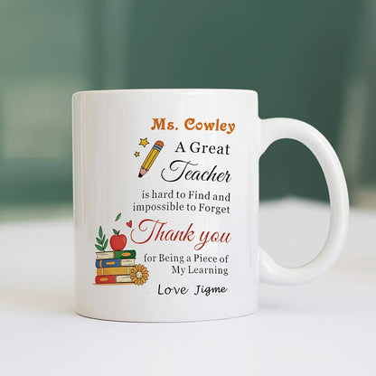 11oz Teacher Appreciation Ceramic Coffee Mug with School Design