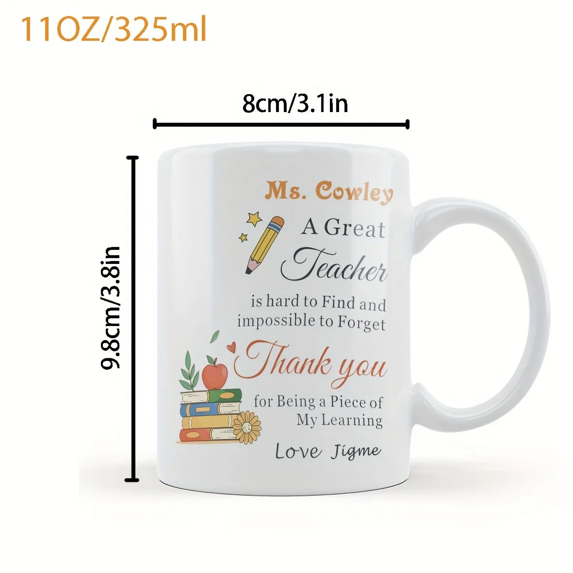 11oz Teacher Appreciation Ceramic Coffee Mug with School Design