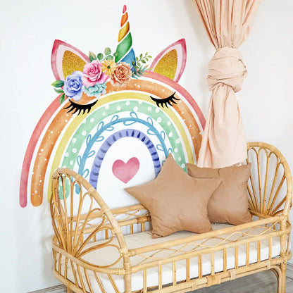 Rainbow Unicorn Wall Sticker - Removable Kids Room Decor Poster