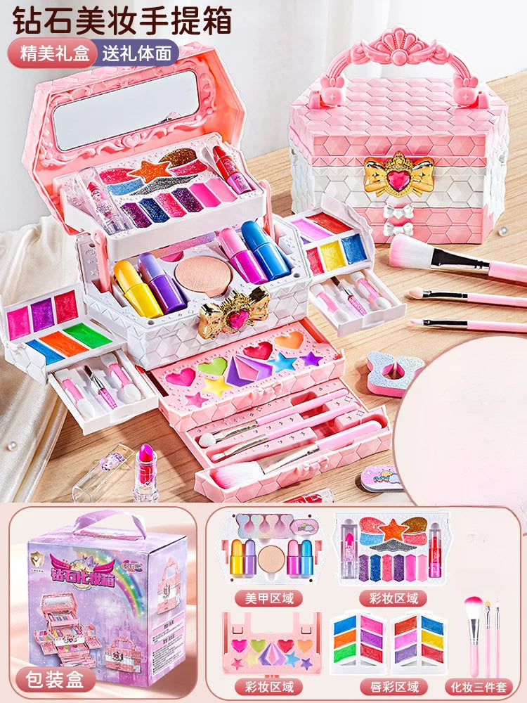 Kids Washable Makeup Kit for Girls – Safe Pretend Play Beauty Set