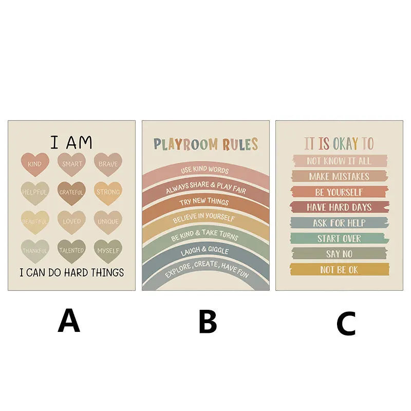 Rainbow Quotes Poster - Inspirational Canvas Wall Art for Kids & Home