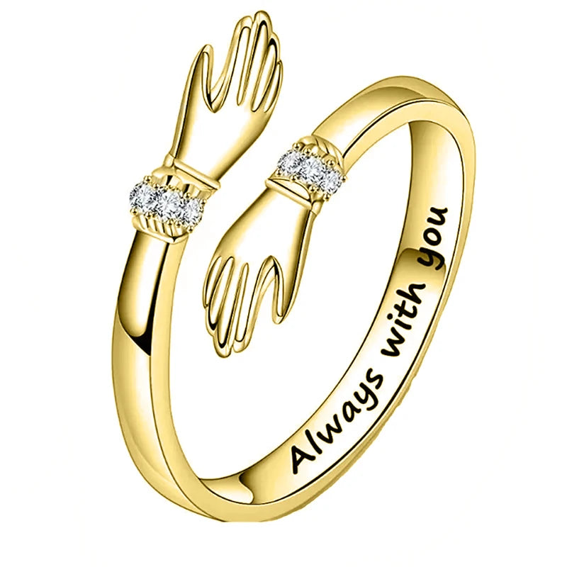 Huitan Hug Ring - Adjustable Fashion Jewelry with Cubic Zirconia