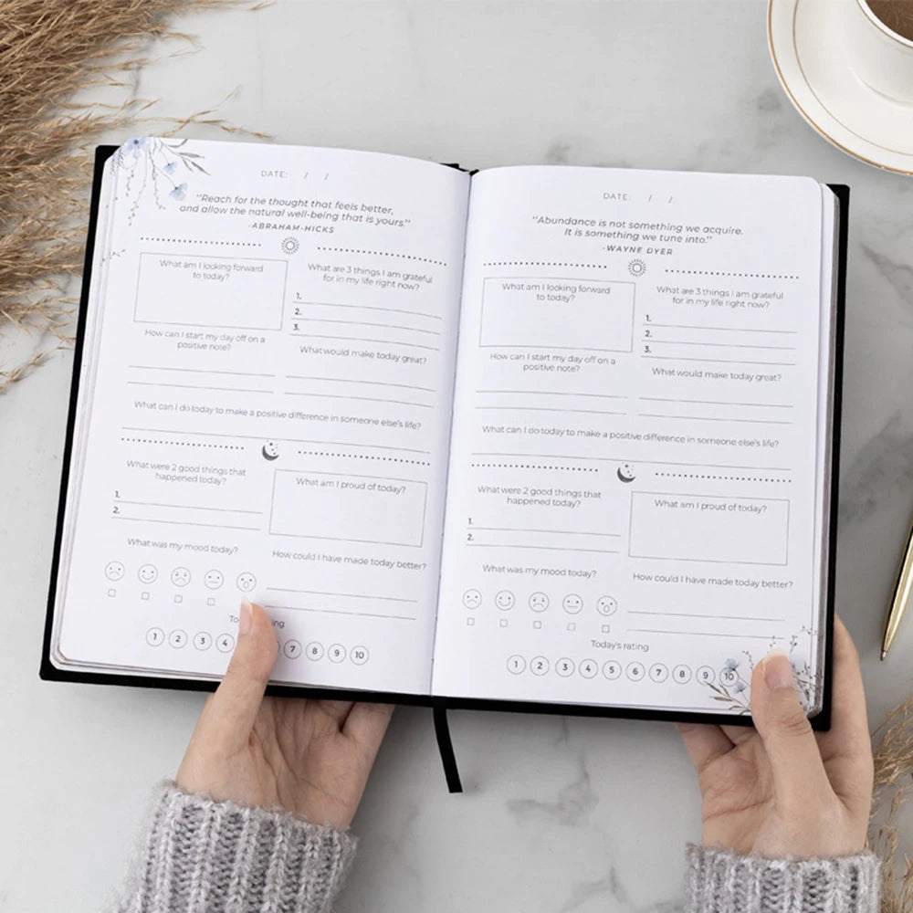 Self-Care Gratitude Journal – A5 Fabric Cover Daily Planner Notebook