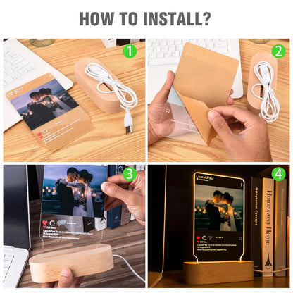 Personalized 3D Heart LED Lamp – Custom Photo Night Light Gift for Couples