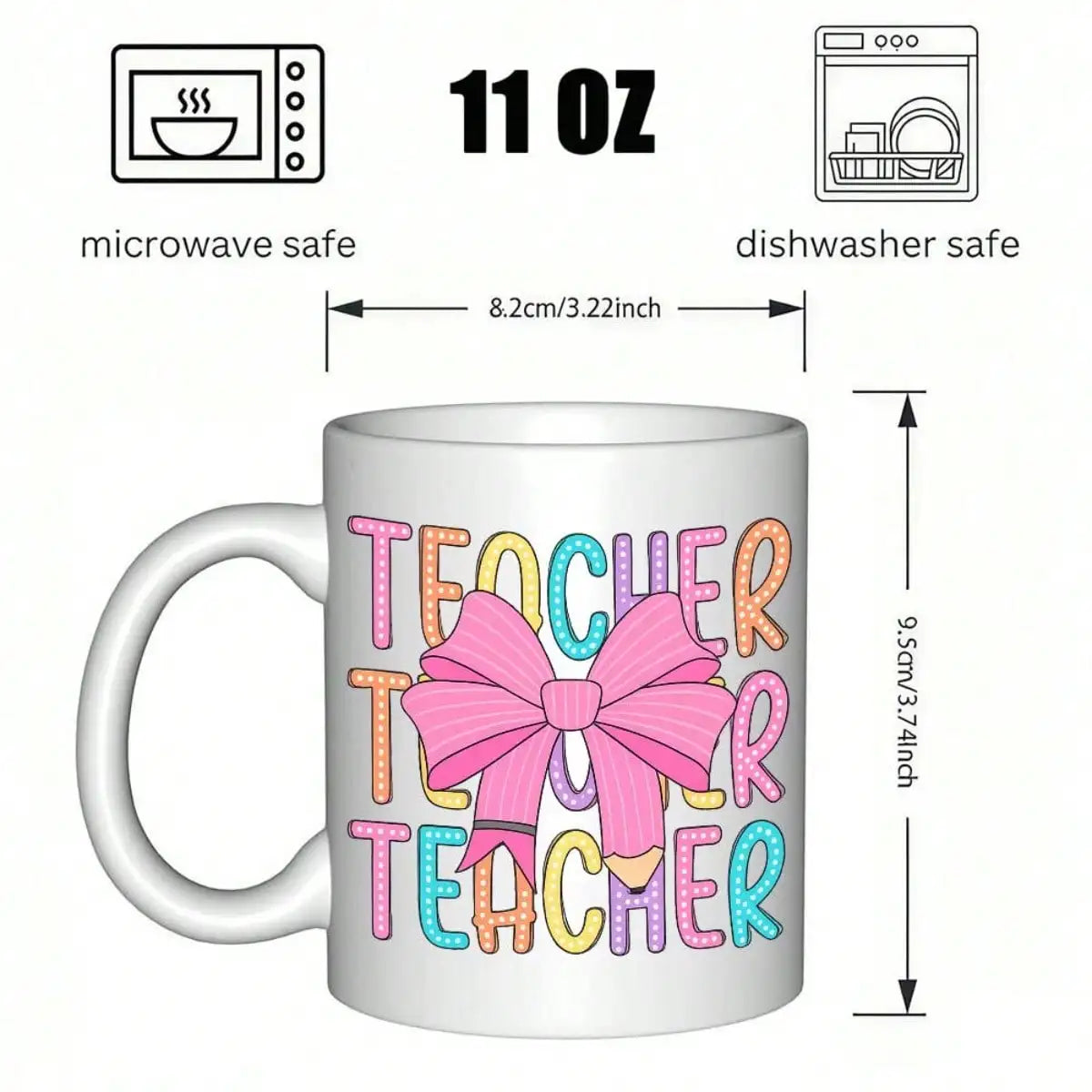 11oz Teacher Appreciation Ceramic Coffee Mug Reusable Gift Cup