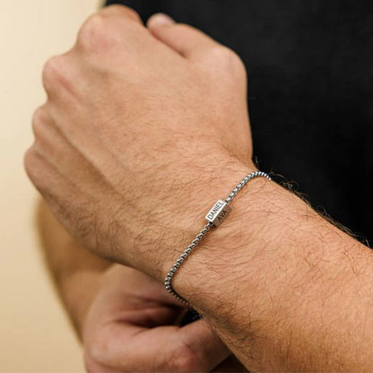 Custom Family Name Tube Bracelet – Personalized Stainless Steel Gift for Dad