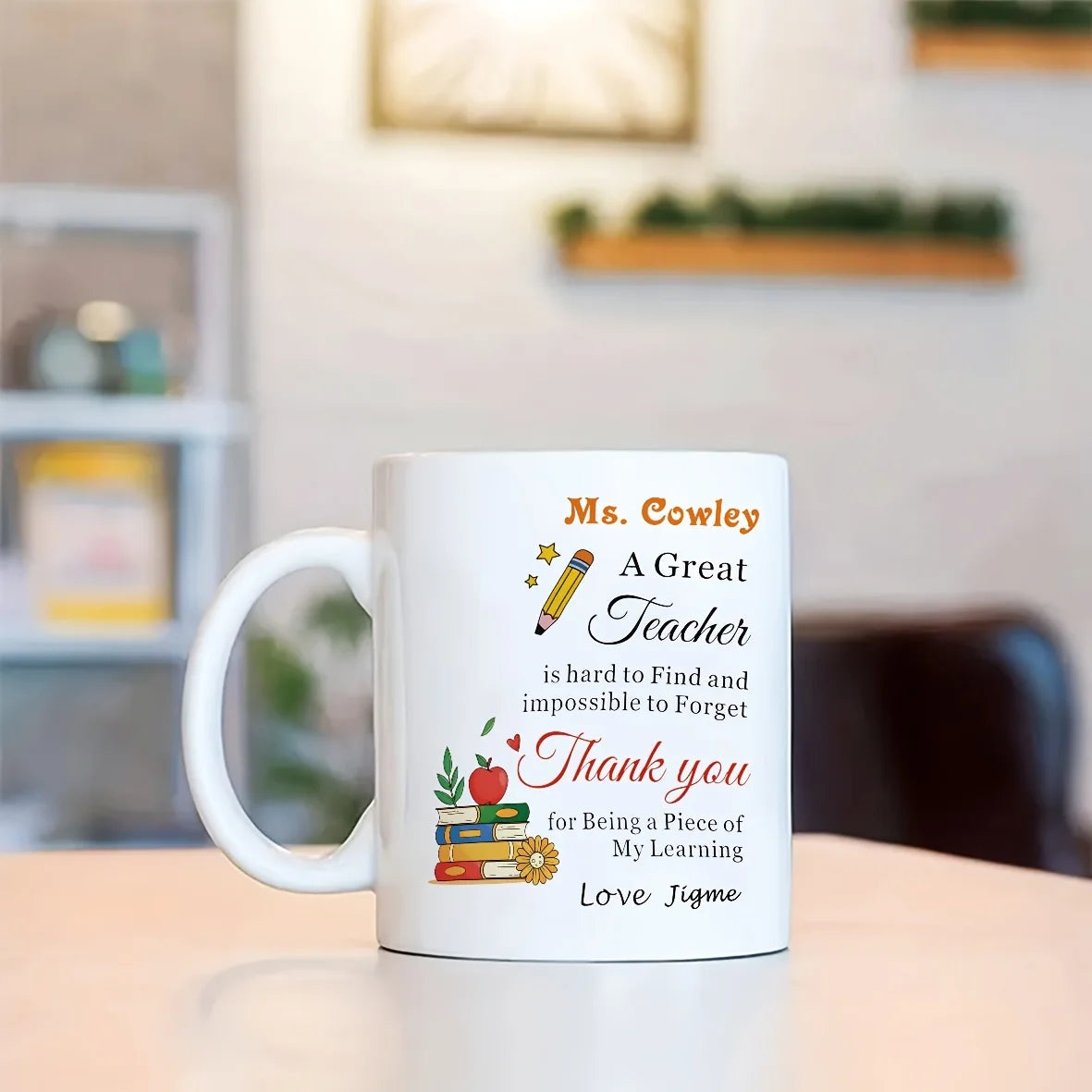 11oz Teacher Appreciation Ceramic Coffee Mug with School Design