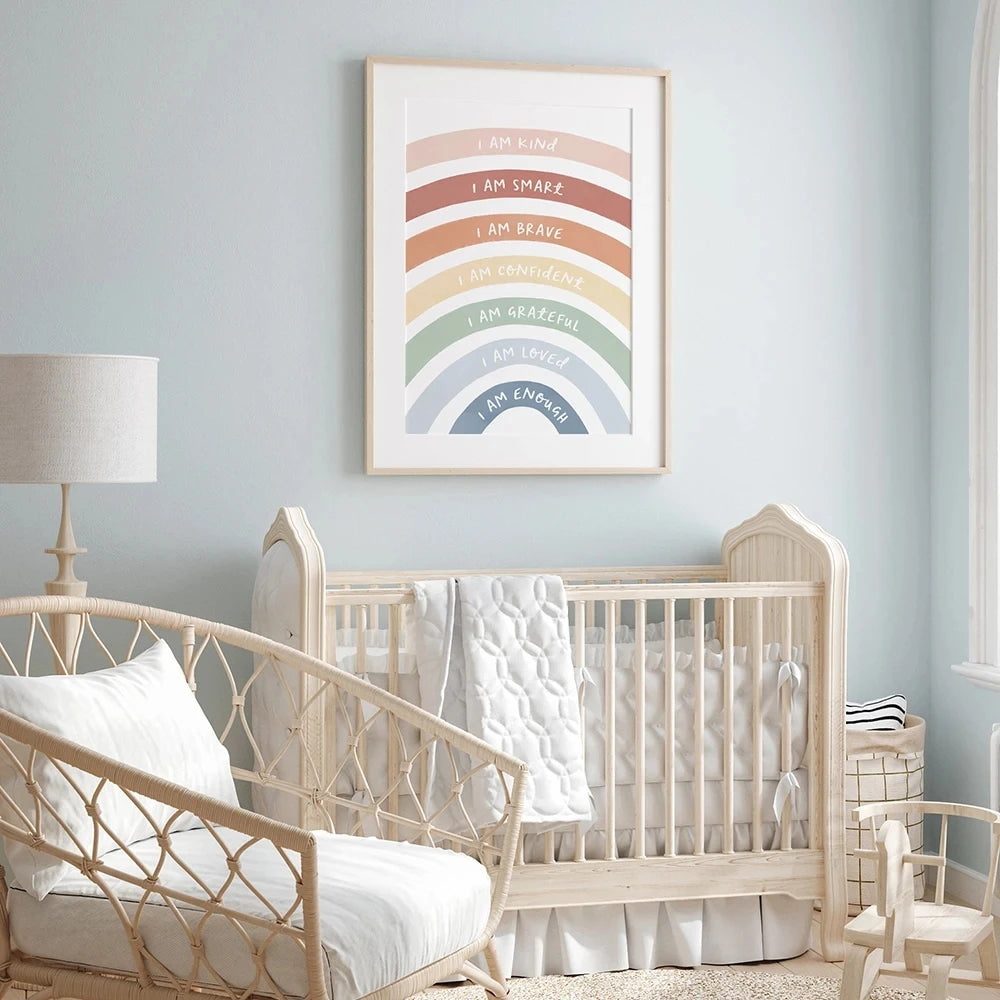 Rainbow Affirmation Poster - Inspirational Canvas Wall Art for Kids