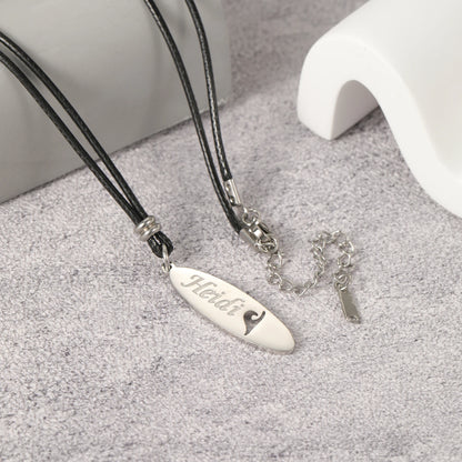 Personalized Surfboard Necklace – Custom Stainless Steel Jewelry Gift for Surfers