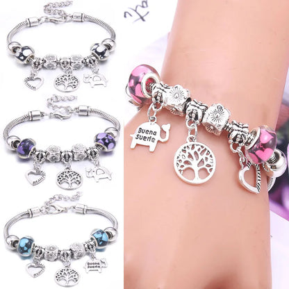 White Butterfly Crown Charm Bracelet – Friendship Gift for Women