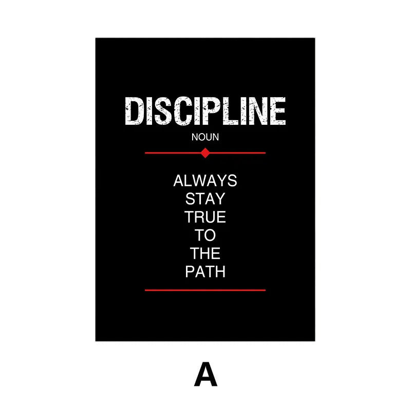 Discipline & Focus Poster - Inspirational Black Canvas Wall Art