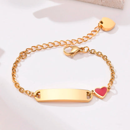 Personalized Baby ID Bracelet – Custom Stainless Steel Heart Chain