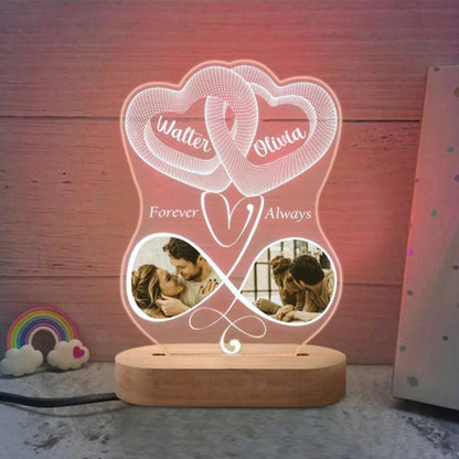 Personalized 3D Heart LED Lamp – Custom Photo Night Light Gift for Couples