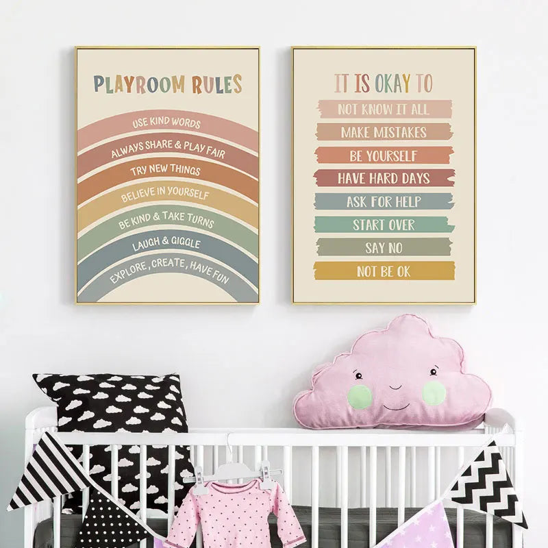 Rainbow Quotes Poster - Inspirational Canvas Wall Art for Kids & Home
