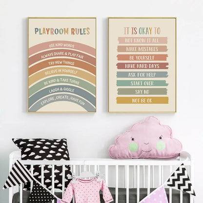 Rainbow Quotes Poster - Inspirational Canvas Wall Art for Kids & Home