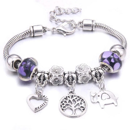 White Butterfly Crown Charm Bracelet – Friendship Gift for Women