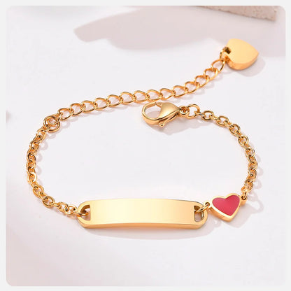 Personalized Baby ID Bracelet – Custom Stainless Steel Heart Chain