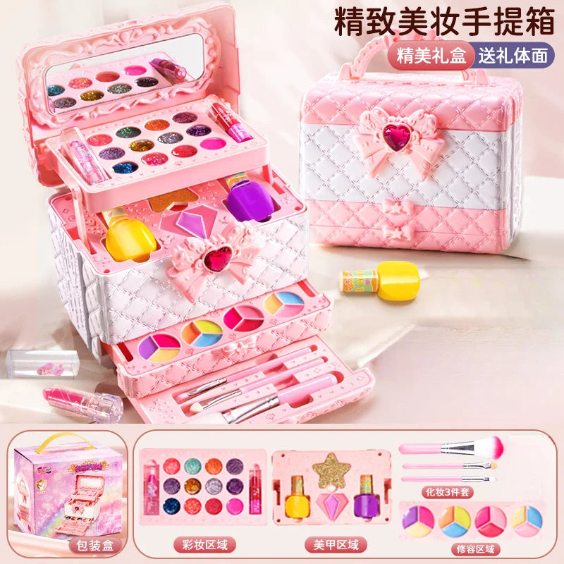 Kids Washable Makeup Kit for Girls – Safe Pretend Play Beauty Set