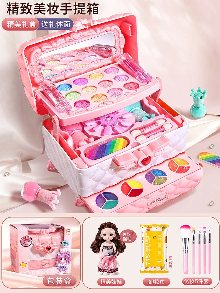 Kids Washable Makeup Kit for Girls – Safe Pretend Play Beauty Set
