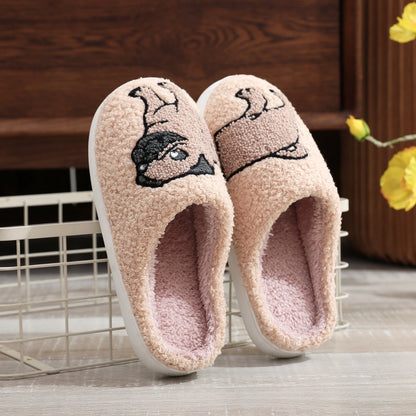 Fuzzy Pug Dog Slippers