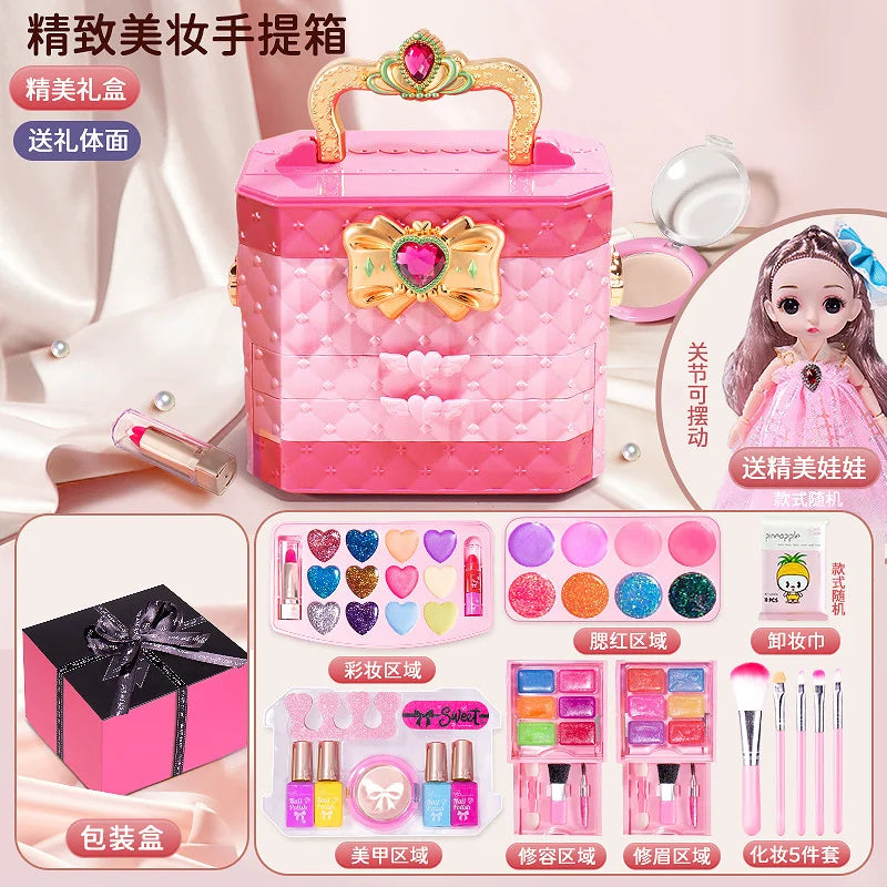 Kids Washable Makeup Kit for Girls – Safe Pretend Play Beauty Set