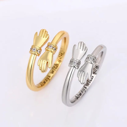 Huitan Hug Ring - Adjustable Fashion Jewelry with Cubic Zirconia