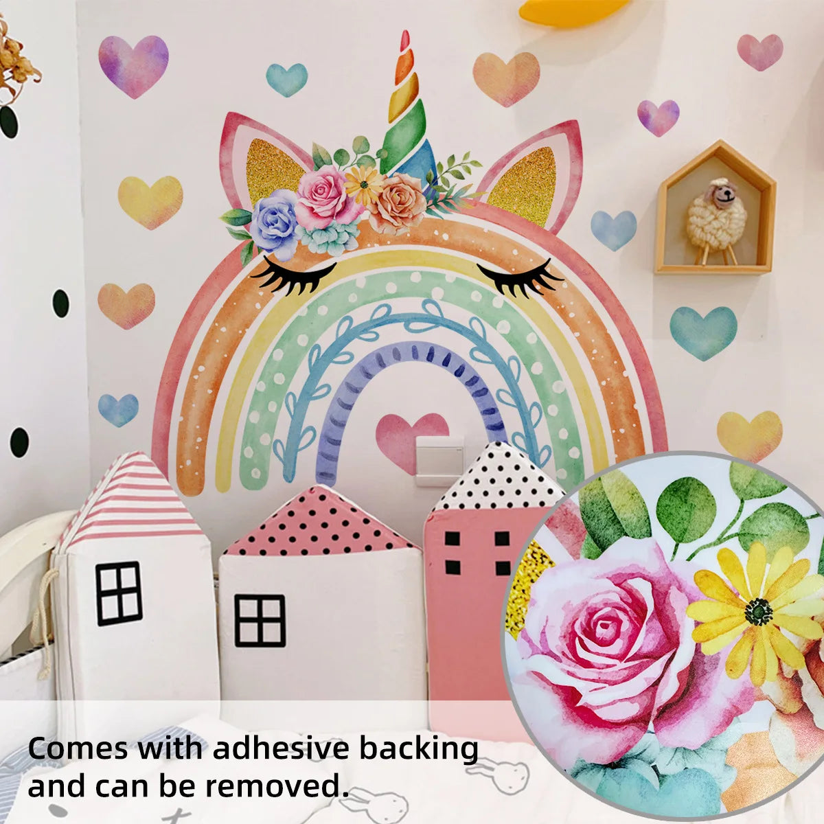 Rainbow Unicorn Wall Sticker - Removable Kids Room Decor Poster
