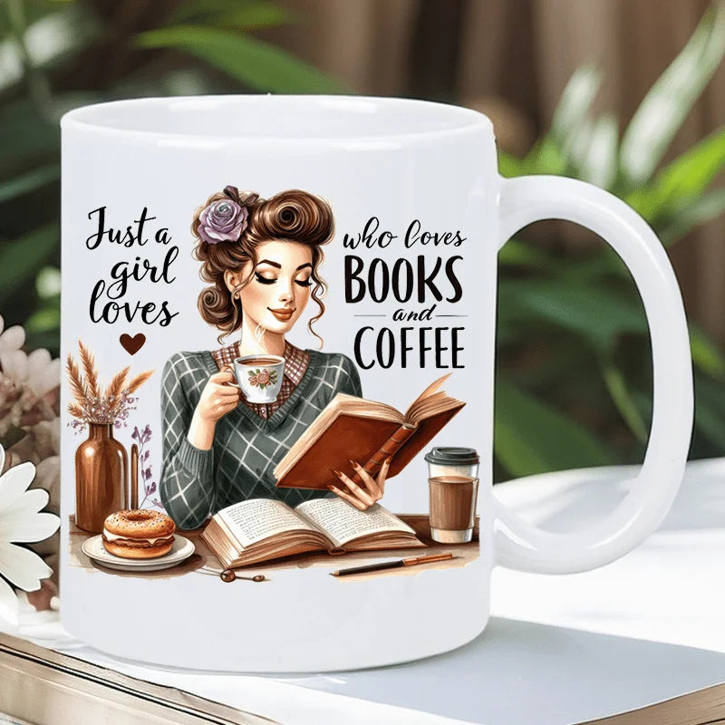 Book Lover Ceramic Coffee Mug Just a Girl Who Loves Books Quote
