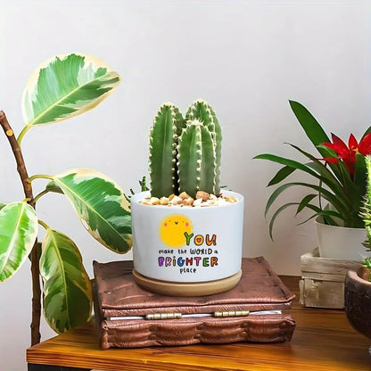 Inspirational Ceramic Flower Pot for Home Office Desk Decor