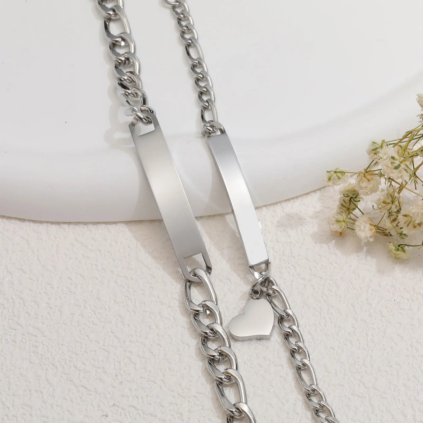 Custom Couple Bracelets – Valentine’s Day Heart Charm Jewelry