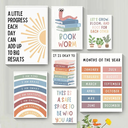 Inspirational Letter Poster - Canvas Wall Art for Classroom & Home
