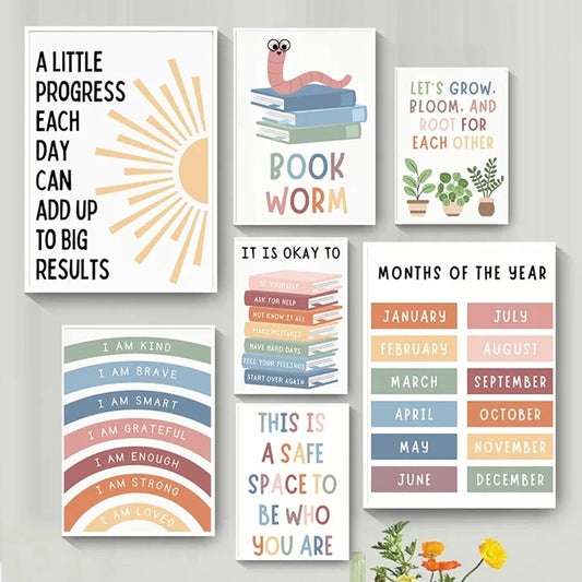 Inspirational Letter Poster - Canvas Wall Art for Classroom & Home