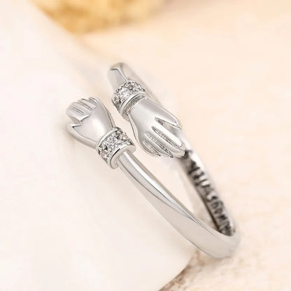 Huitan Hug Ring - Adjustable Fashion Jewelry with Cubic Zirconia